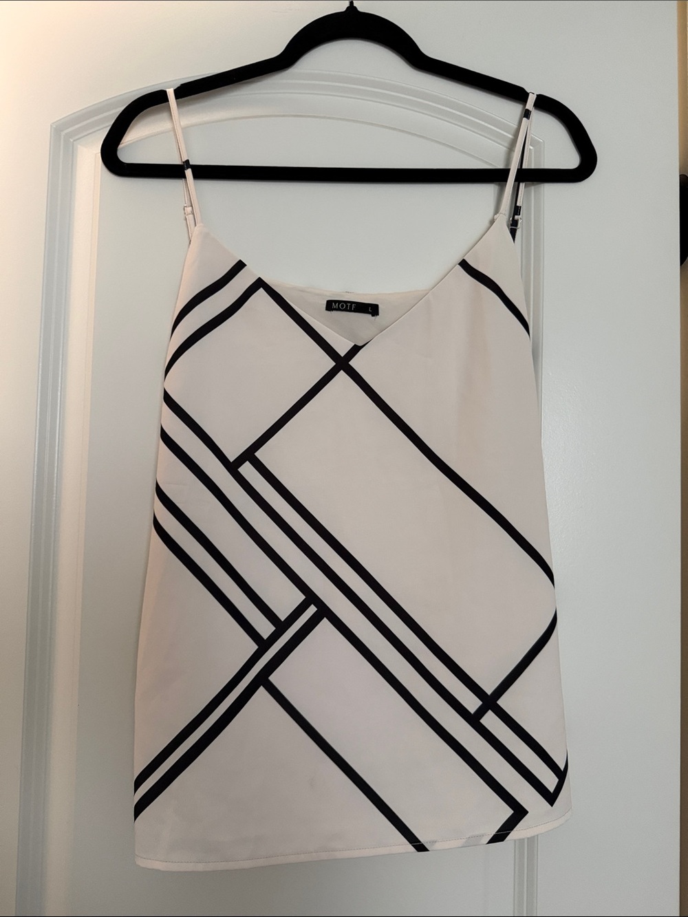 MOTF Cream Cami with Black Geometric Stripes